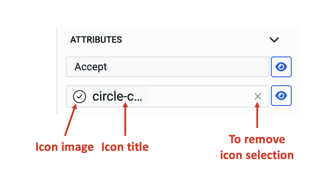 Image showing button icon field with a selected icon